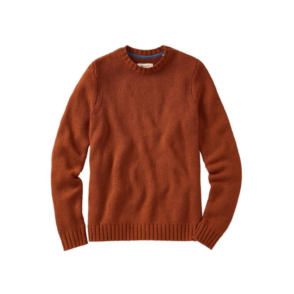 NEW BORGO28 men's merino wool and cotton sweater in auburn